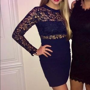 Navy blue lacy mini dress